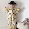 Kids Cotton Sleepsuit With Leg Separation Warm Winter Pajamas Anti-Bacterial Unisex Toddler Sleepwear