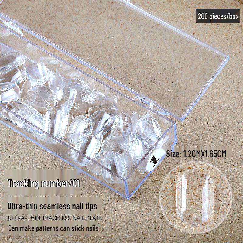 

Creaseless Short Square Round Transparent Nail Tips - Wearable & No Shaping Needed, 200-Piece Single Number Refill False Nail Patches.