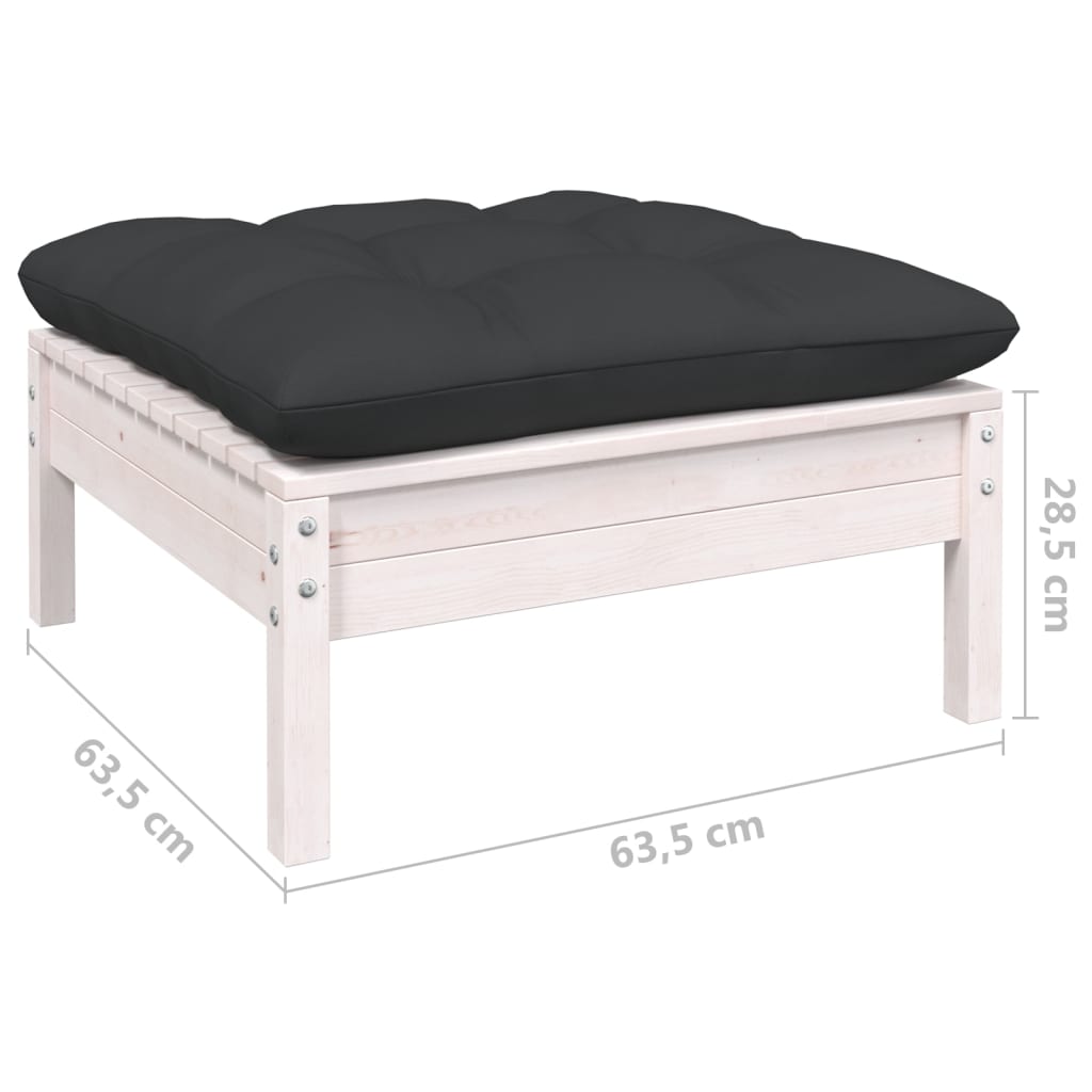 10 Piece Garden Lounge Set with Cushions White Solid Pine Wood