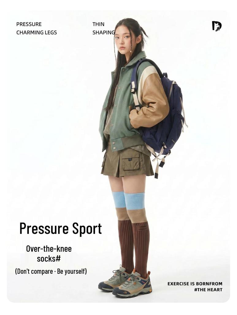Women's Non-Slip Over-the-Knee Sports Socks for Tennis, Hiking, and Badminton