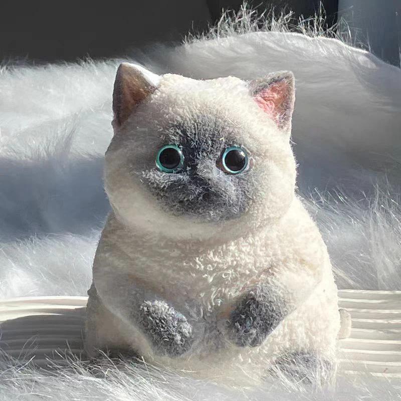 Taba Squishy Cute Flocking Cat  Fidget Toy Extra Large Sensory Stress Relief Toy For Kids Adults Anxiety Relaxation Squeeze Gift