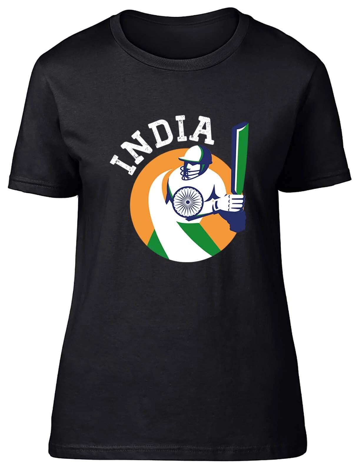 Cricket India Sports Fitted Womens Ladies T Shirt Gift L