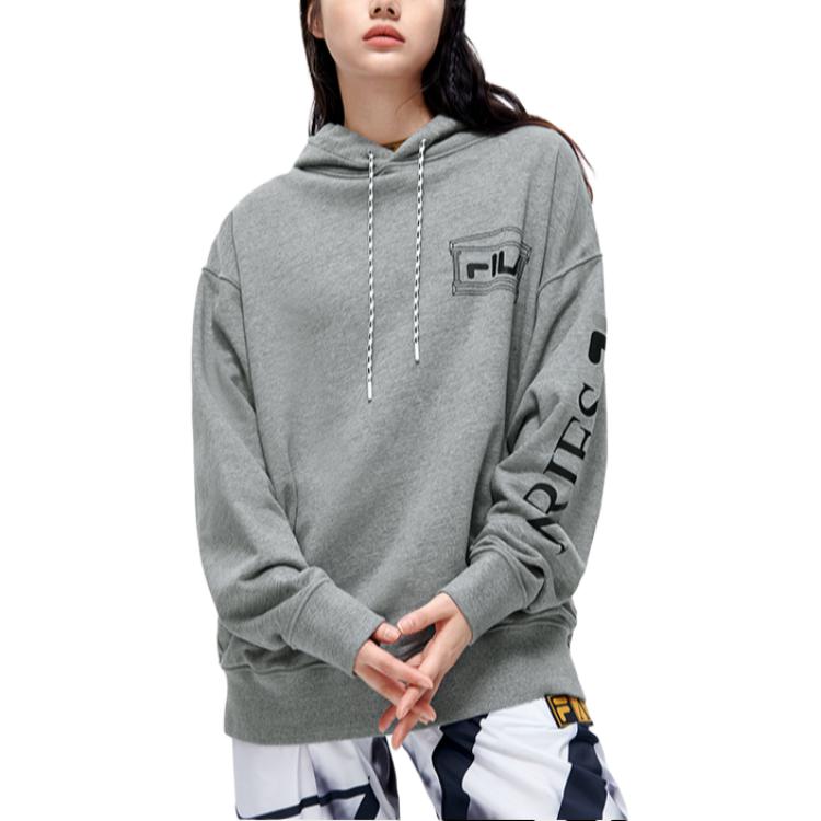 FILA X ARIES Logo Print Casual Hoodie Unisex Hoodies Gray T11U218209F-MG