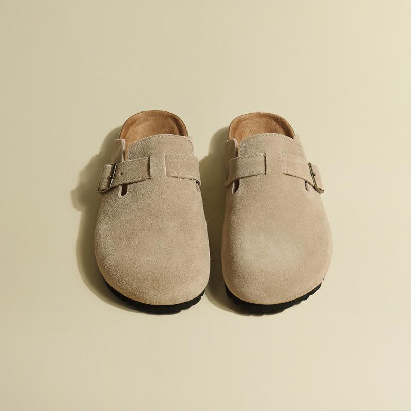 

Популярные тапочки Baotou в стиле ретро, повседневные, с мягкой подошвой, замшевые, с плоской подошвой, с одной педалью, ленивые, бокенские туфли, весна и лето, новинка 35 хаки