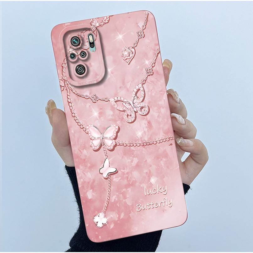 For Xiaomi Poco M5s Phone Case PocoM5s Cover Fashion Simplicity Butterfly Floral Soft Liquid Silicone Shell For Poco M 5s Fundas