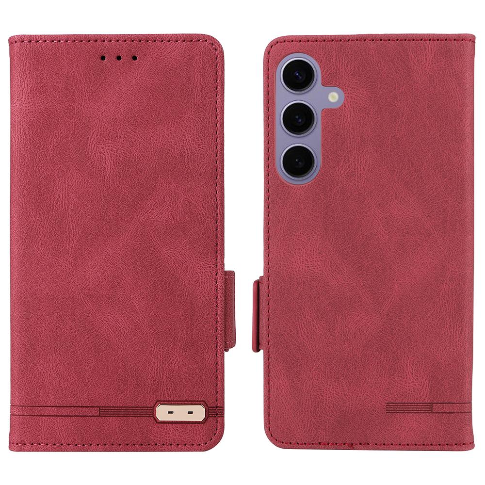 For Samsung Galaxy S25 Case Leather Wallet Flip Phone Cover with Hardware Decor