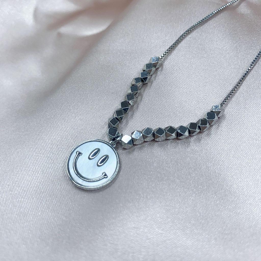 Women's S925 Sterling Silver Seashell Smiley Face Necklace - Trendy Winter Luxury, Simple & Versatile Clavicle Chain