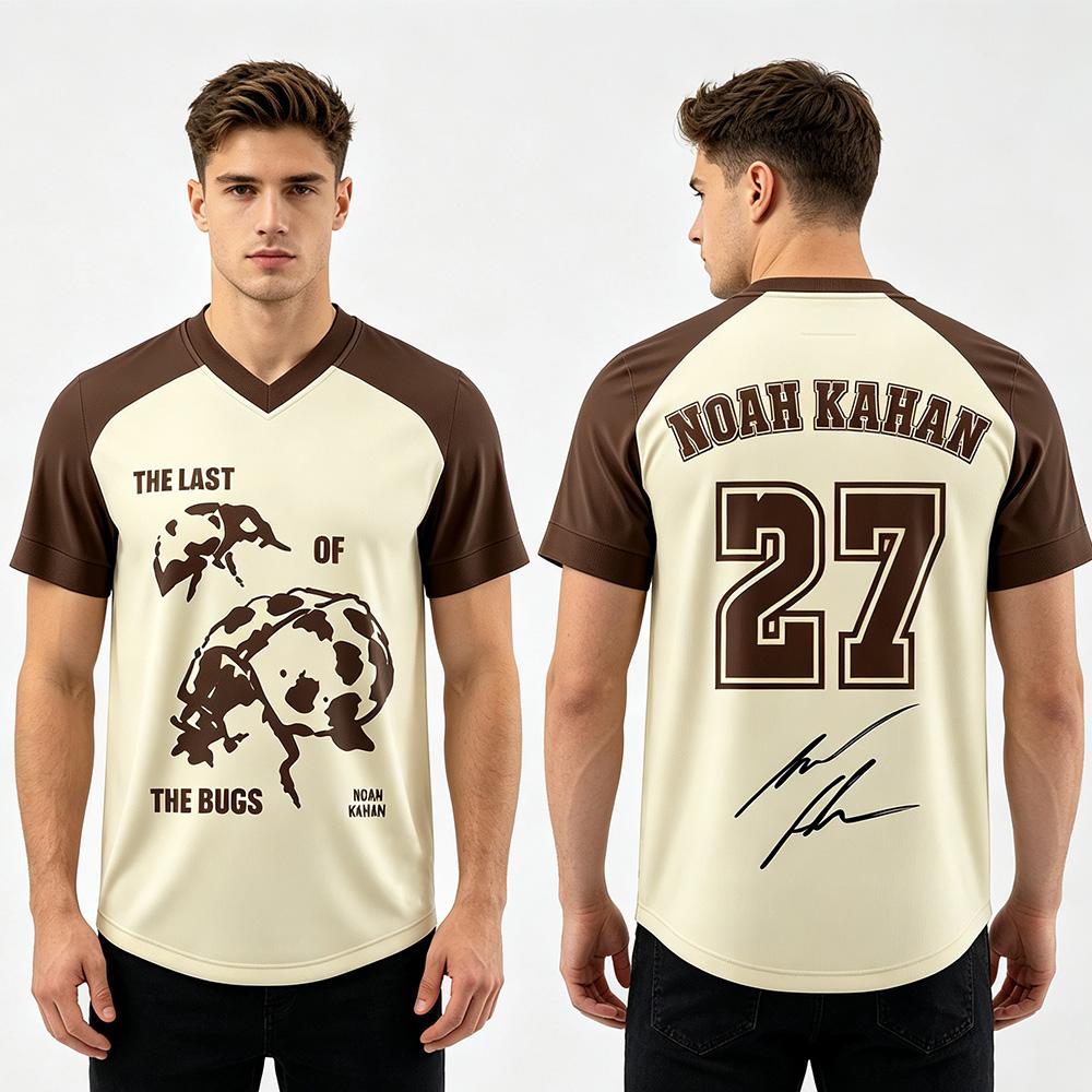 Noah Kahan The Last of The Bugs World Tour 2027 Football Jersey Unisex V‑Neck Short Sleeve Shirt Music Concert Fan Merch Y2K Top