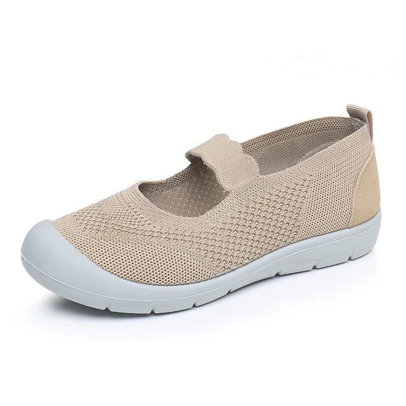 Old Beijing cloth shoes women's flat-bottomed non-slip middle and old walking shoes breathable shallow mouth one pedal mother shoes mesh single shoes