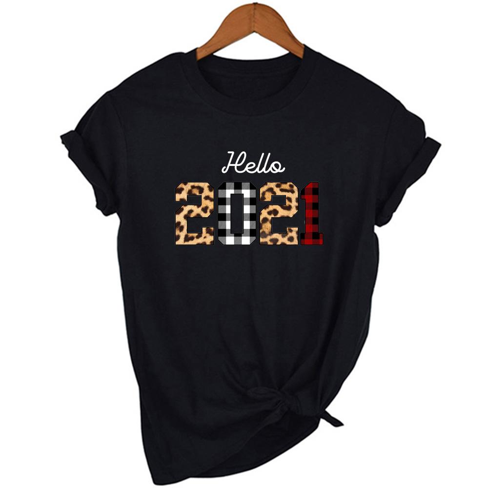 Hello Leopard Printing Women Short Sleeve Aesthetic T Shirt Harajuku Graphic Tees Female Year