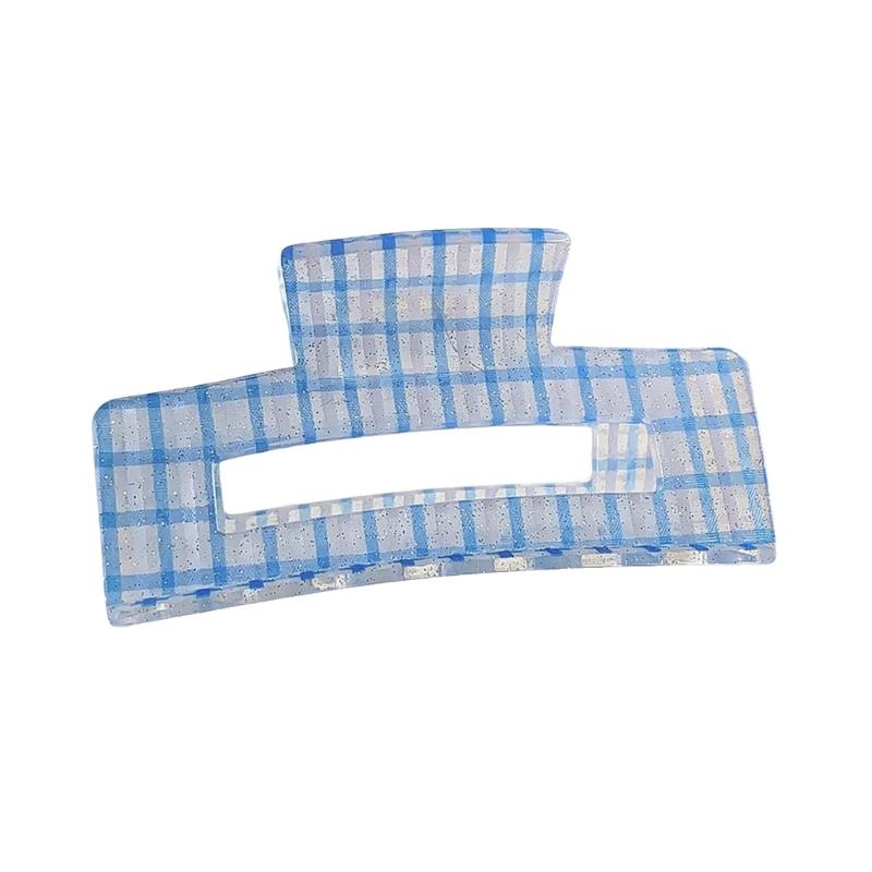 

Elegant Checkered Acrylic Hair Clip Korean Design Lightweight Headdress Nonslip Hair Grip For Long Hairs синій