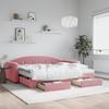 Pull out Daybed with Drawers Pink 90x200 cm Velvet