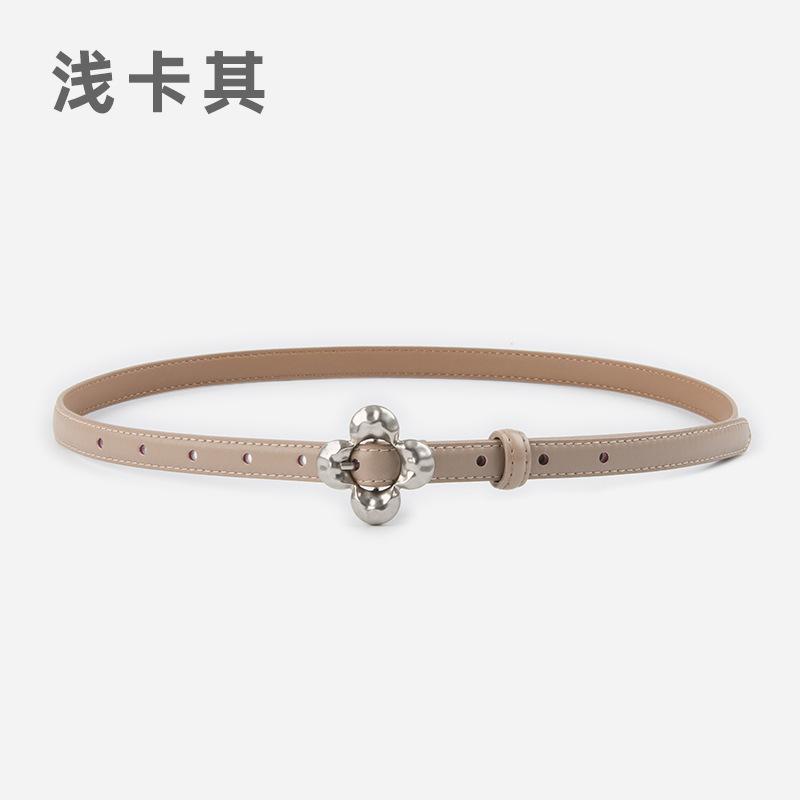 Flower Pin Buckle Leather Women'S Thin Belt Cowhide Women'S Jeans Casual Pants Women'S Belt