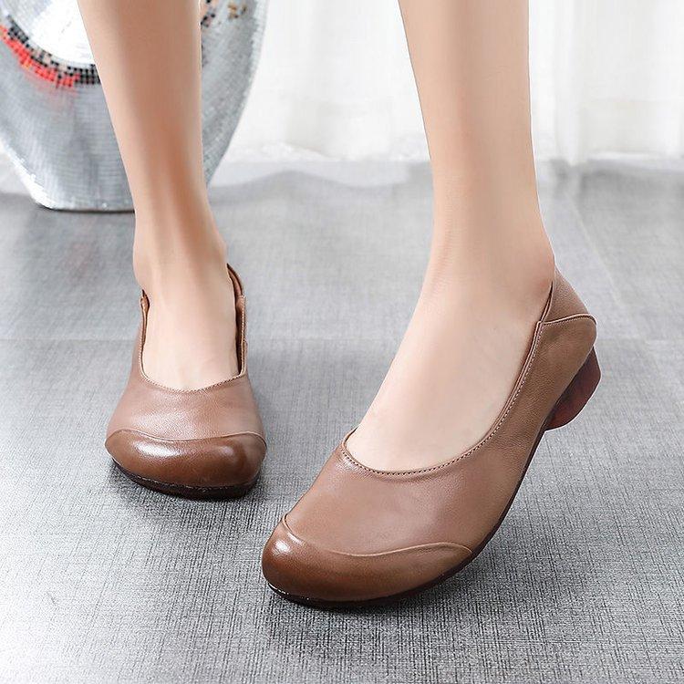 Single Shoes Female Spring Fall  Simple Wind Commuter Flat Bottom Square Head Shallow Mouth Casual Lazy Shoes  Foot Stirrups