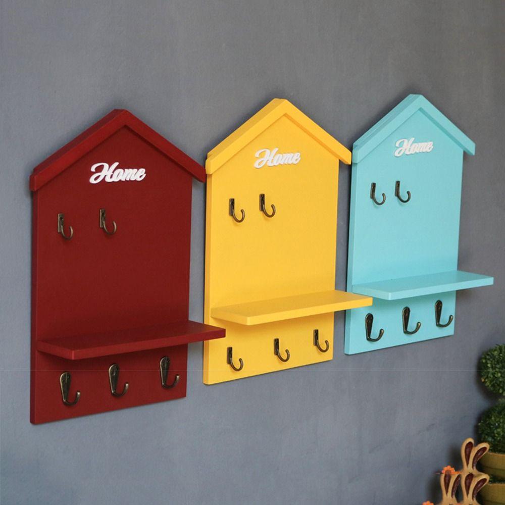 5 Hooks Doorway Storage Rack Handmade Hanging Key Holder Creative Keys Organizer Apartment