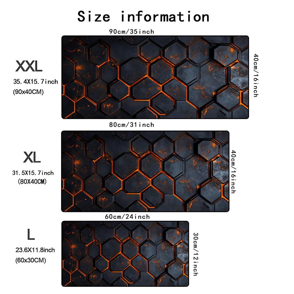 3D Abstrakte Geometrie Mauspads XXL Großes Gaming Genähte Kanten Schreibtischunterlagen HD Rutschfest Computer Tastatur Schreibtischmatte Laptop Mauspads
