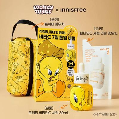 [Tweety Edition] Vitamin C Green Tea Enzyme Brightening Serum 30ml Refill Set (+TWEETY Pouch)