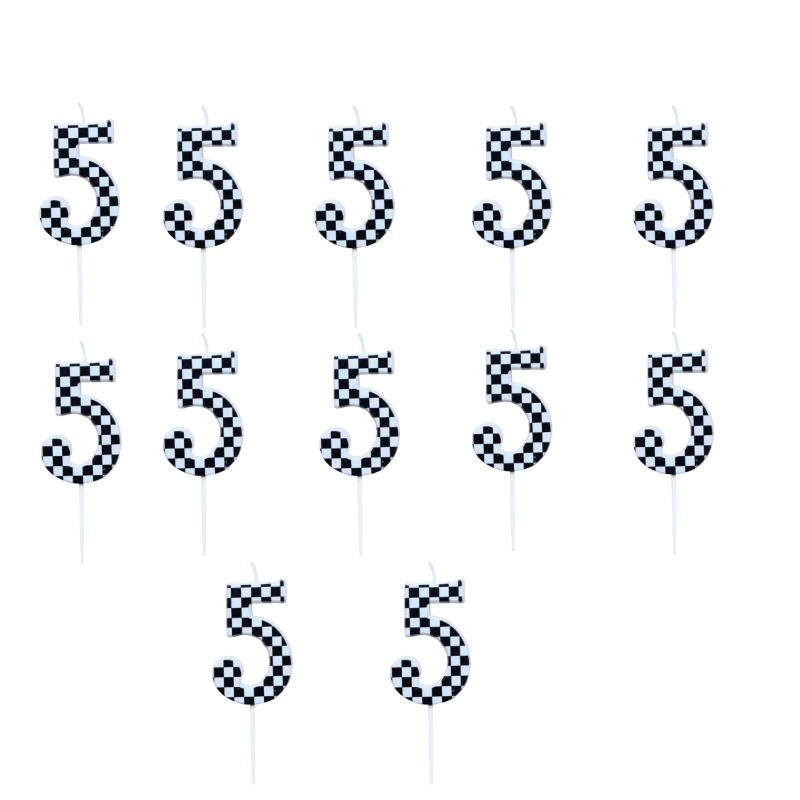 1pcsBirthday Candle Number Checkered Candle Birthday Party Decoration Cake Topper for Racing Car Party Decoration Theme Party