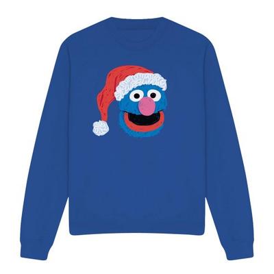Sesame Street Unisex Adult Grover Scribble Christmas Sweatshirt