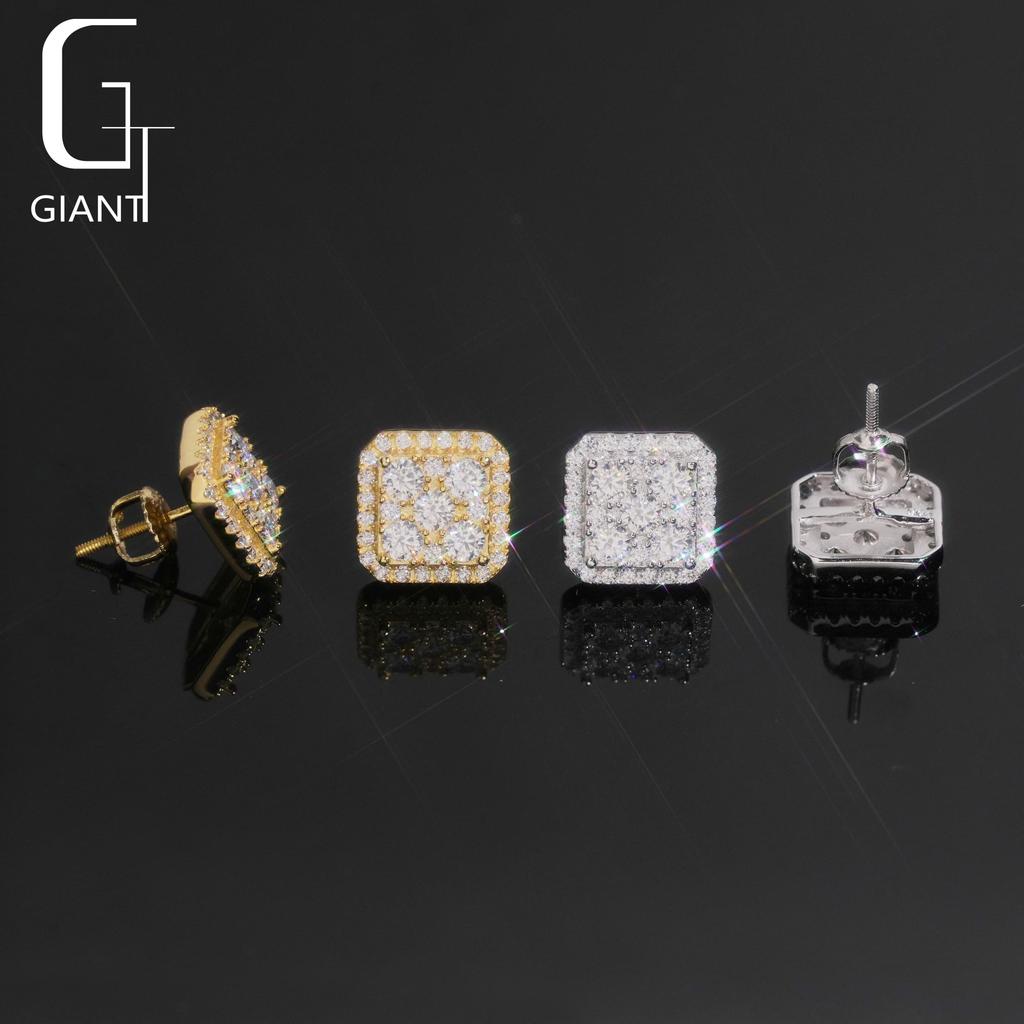 USA Local Stock Fashion Hip Hop Jewelry Screw Back VVS Iced Out Moissanite Diamond Moissanite Square Earrings Men
