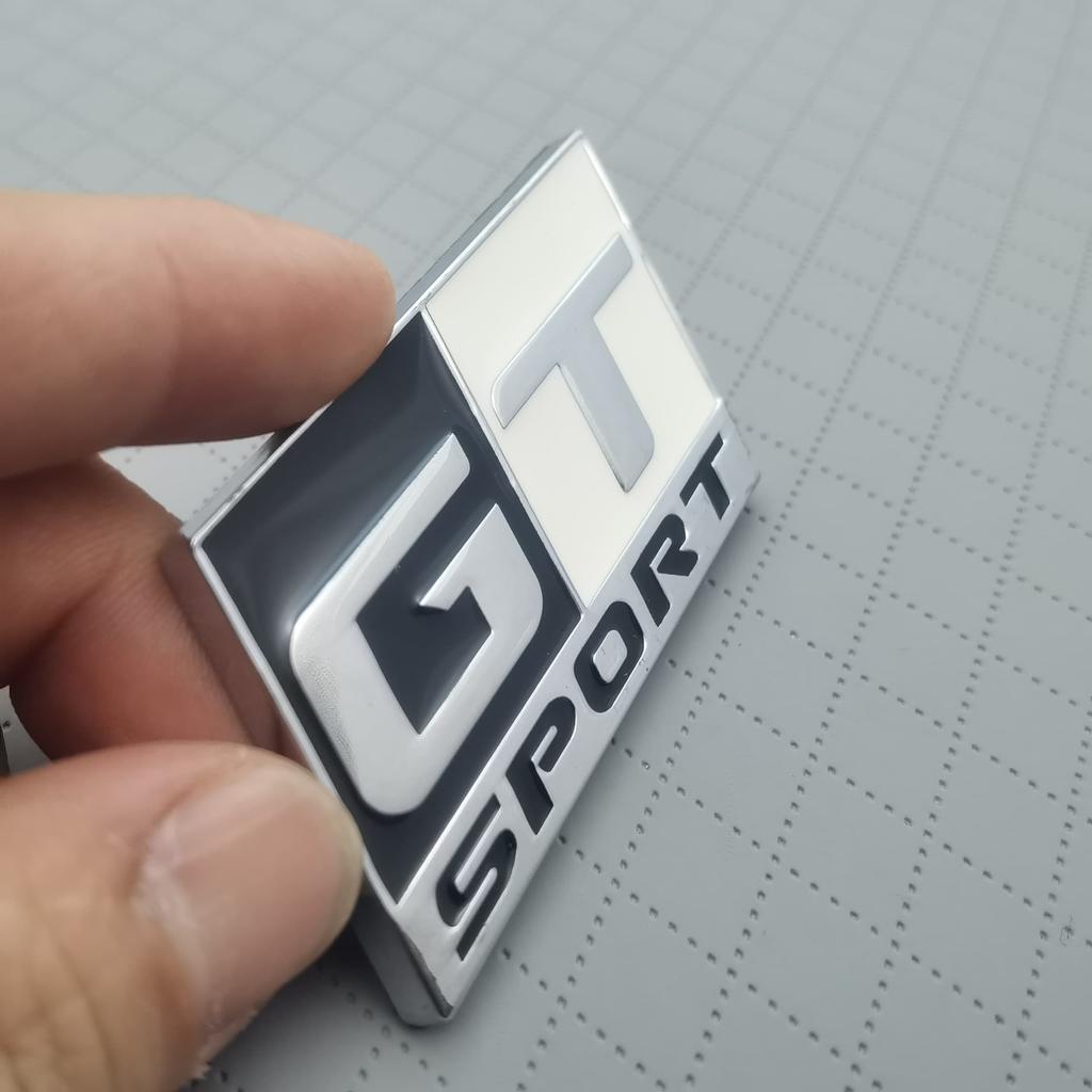 1pc 3D Metal GT SPORT Logo Car Front Grille Badge Sider Fender Rear Trunk Emblem Sticker for Car Body Stying Decoration Accessories