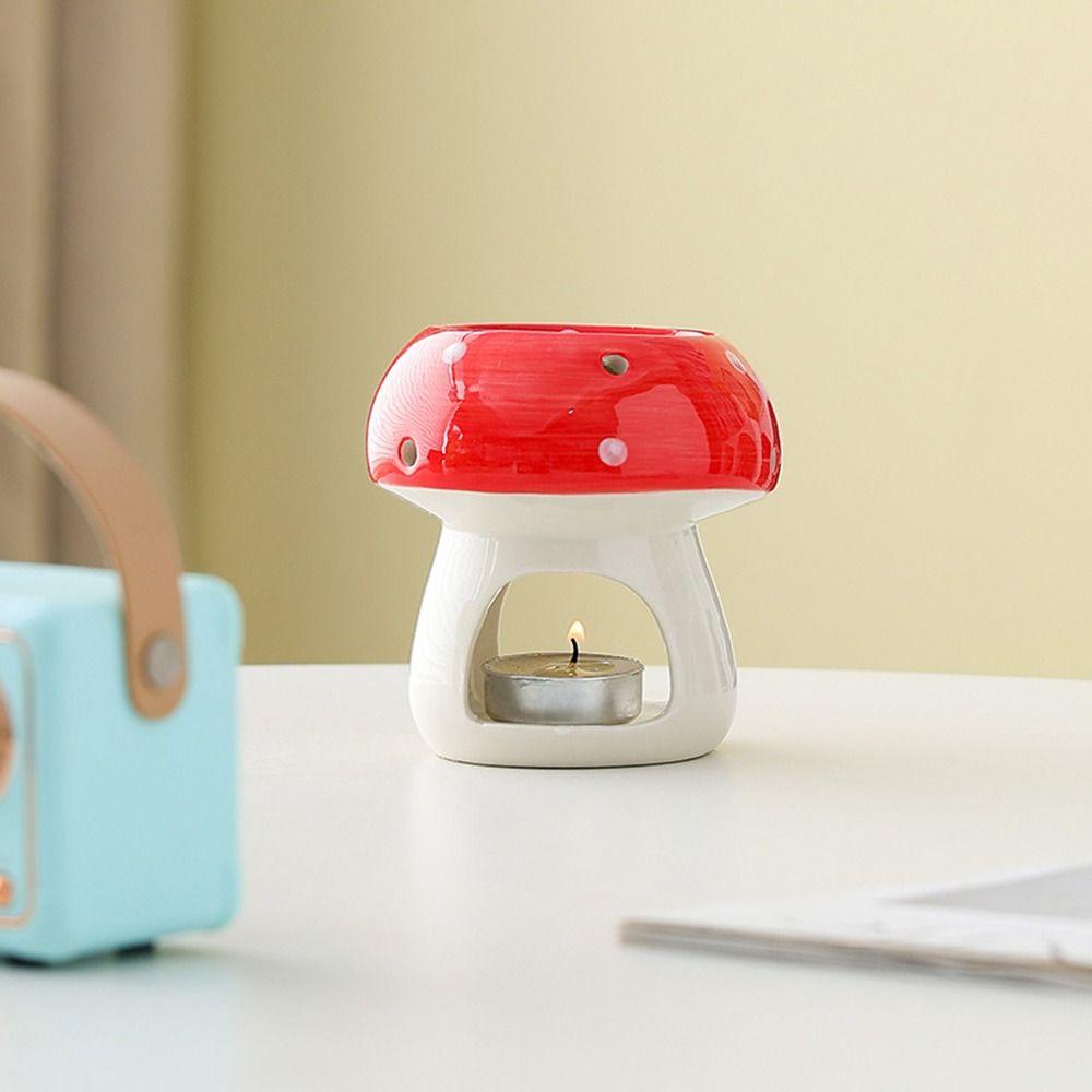 Cute Mushroom Candle Holder Cartoon Romantic Ceramic Aromatherapy Stove Non-toxic Creative Mushroom Incense Burner Bar Counter