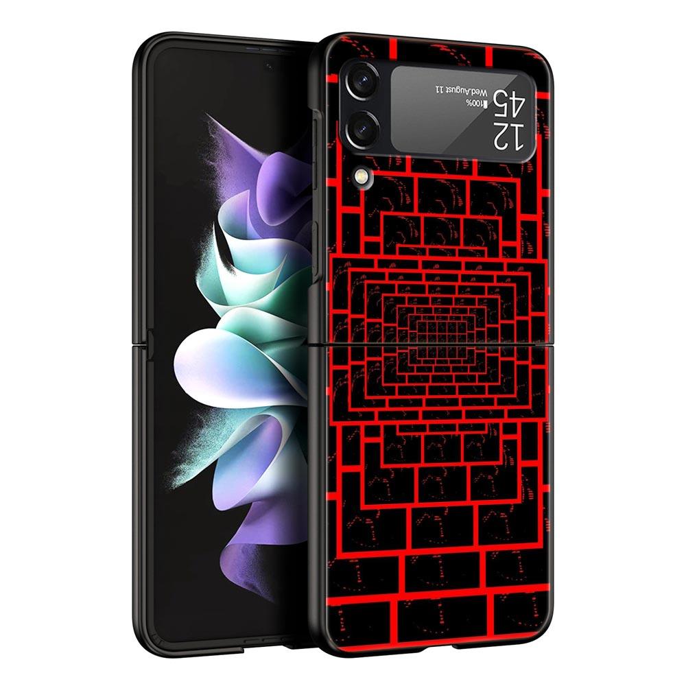 Black Red Ripple Art Hard PC Phone Case For Samsung Galaxy Z Flip 7 6 5 4 Black Cover For Galaxy Z Flip 3 Foldable Fundas Shell