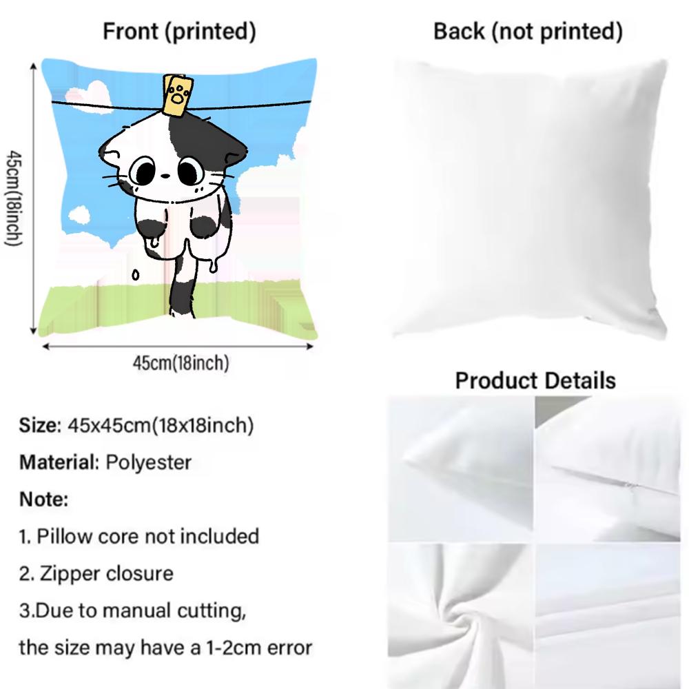 Restrained Animal Anime Kwaii Cute Cushion Cover Pattern Printed Pillowcase for Living Room Sofa Cushion Cover & Bedroom Decor