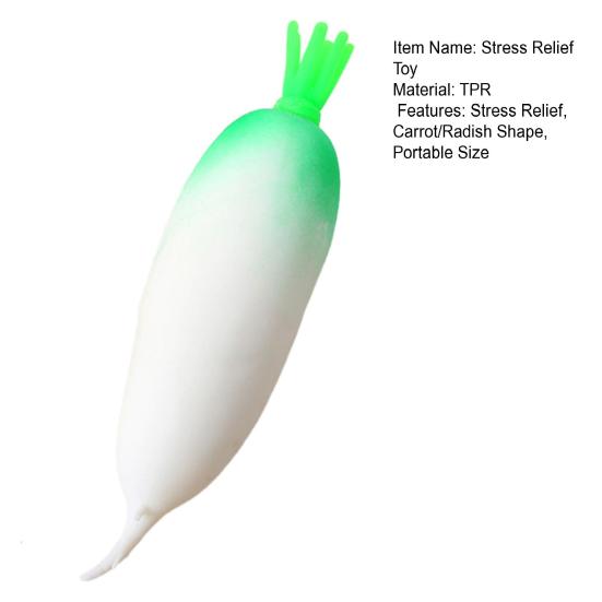 Simulated Carrot Stress Ball Anti-Anxiety White Radish Squeeze Toy Soft Stretchy Simulated Vegetable Fidget Sensory Toy Easter Basket Stuffers