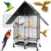 2 Tier Bird Cage with Rolling Stand House Shape Iron Bird Cage with Lock Bird Large Villa for Canary Finch Budgie Lovebirds