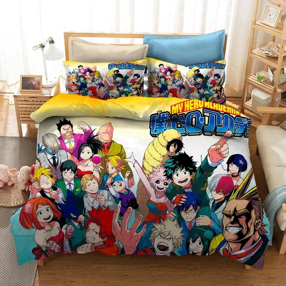 3D Printed My Hero Academia Bedding Set Duvet Cover Pillowcases Comforter Bedclothes Bed Linen Cute Bed Set For Kids Adults