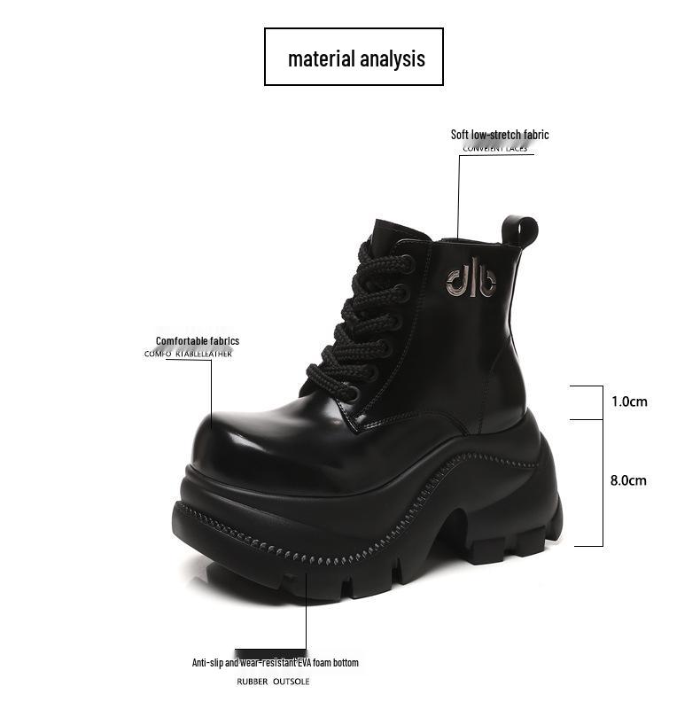 Women's Autumn 2025 Thick-Soled Hidden Heel Martin Boots - Slimming Ankle Design with Soft Sole