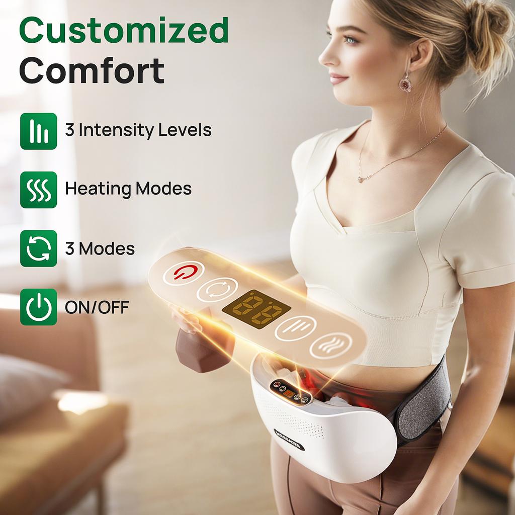 Cordless Stomach Massager, Abdominal Bian Stone Massage Machine with Heating Function, for Constipation, Belly Discomfort, Gifts