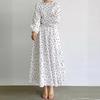 Female Casual Loose Waist Long Dress Heart Printed Round Neck Dresses