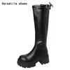 Vintage Winter Belt Buckle Women Knee High Boots Fashion Platform Long Booties Designer Thick Heels Botas De Mujer