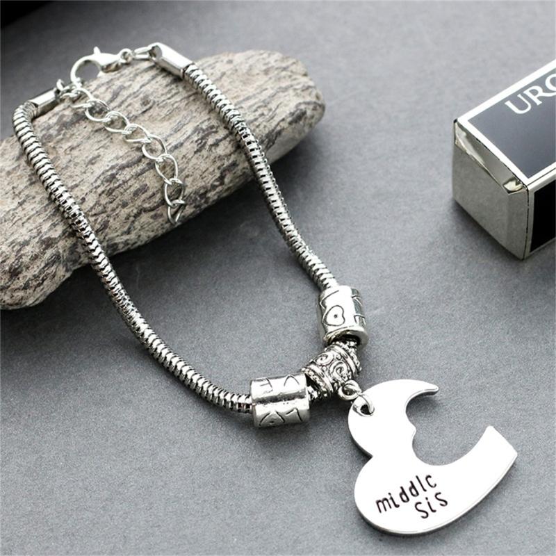 3pcs Zinc Alloy Adjustable Bracelets Gift for Best Friend Sisters Featuring Heart Shape Representing Big Middle Little Sis Love Theme