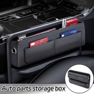 Organisateur de Console de Voiture en Cuir PU Remplisseur d'Espace Fente Siège avec Trou pour Câble de Chargement Rangement Nettoyage Voiture