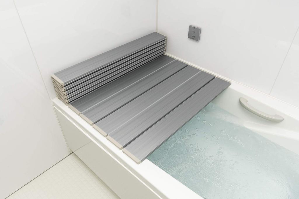 Topre Folding Bathtub Lid, Antibacterial Ag+, Metallic Gray, 70 x 139 cm, Made in Japan, M14