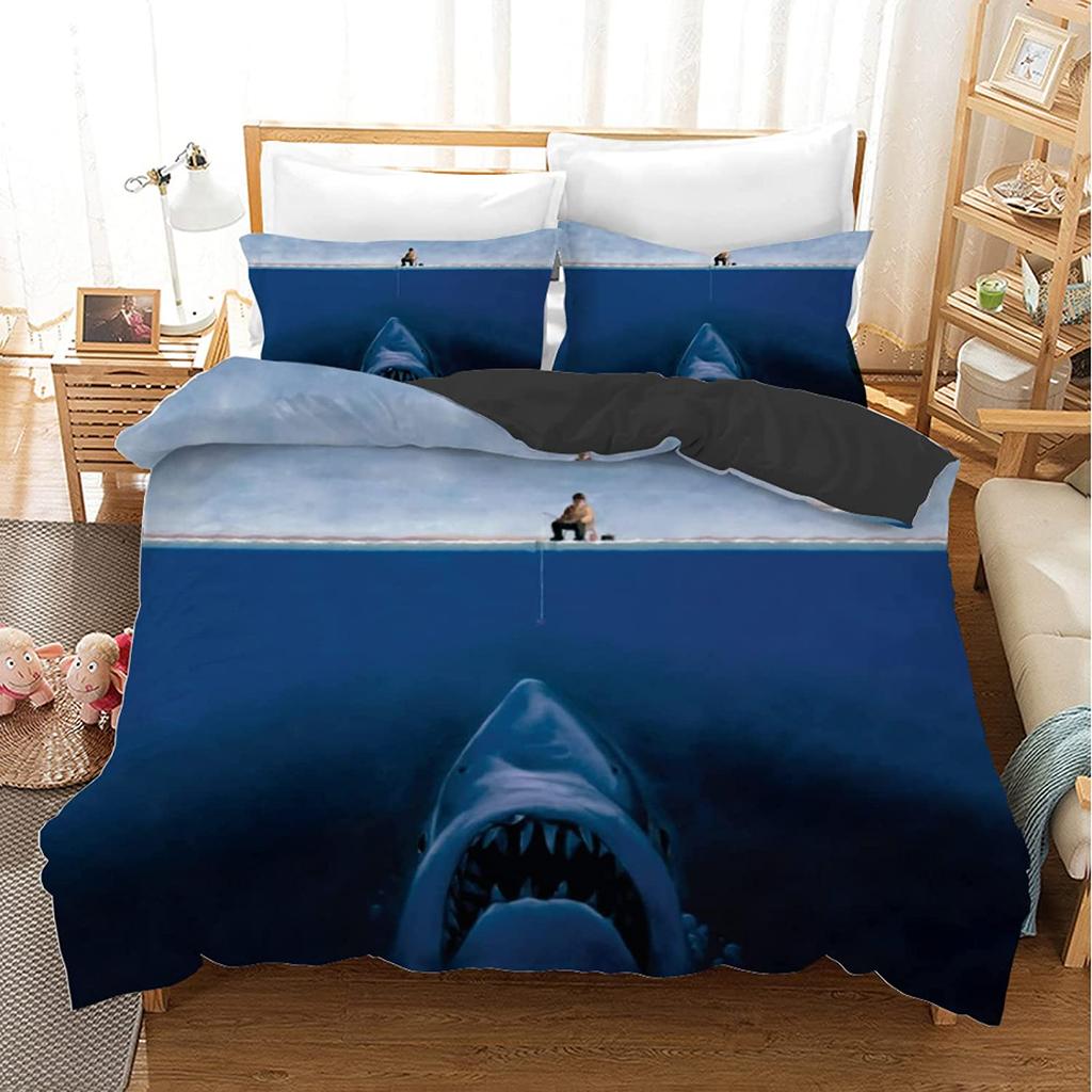 Shark Duvet Cover Set Microfiber Hawaiian Beach Ocean Themed Bedding Double Queen King Size Quilt Cover
