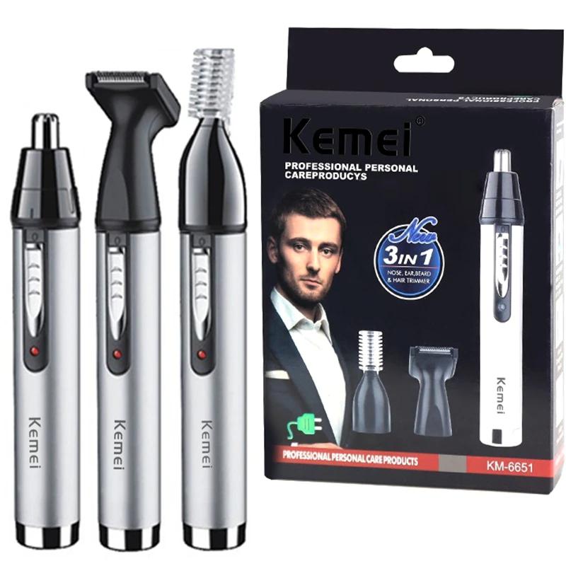 

Аккумуляторный электрический триммер для носа Kemei KM-6651 Триммер для волос и бритва 3 в 1 для ухода за лицом
