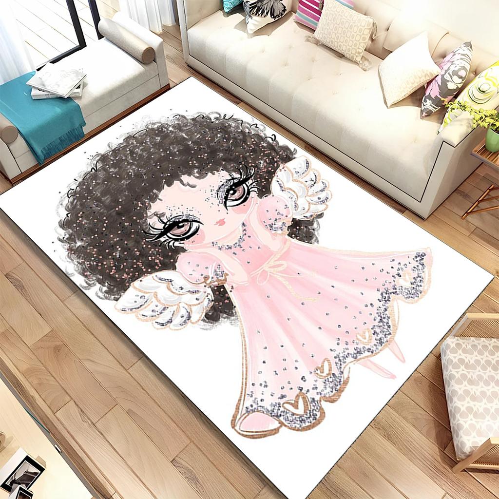 Cute Ballet Girl Ballerina Fairy Cartoon Area Rug,Carpet for Living Room Bedroom Sofa Doormat Decoration, Kid Non-slip Floor Mat
