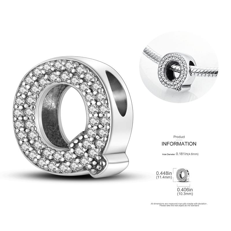 26 A-Z Alphabetperlen Kupfer Liebesbrief-Anhänger Passend für Original 3mm Damenarmband Armreif Cz Zirkonperle DIY Schmuck Geschenk