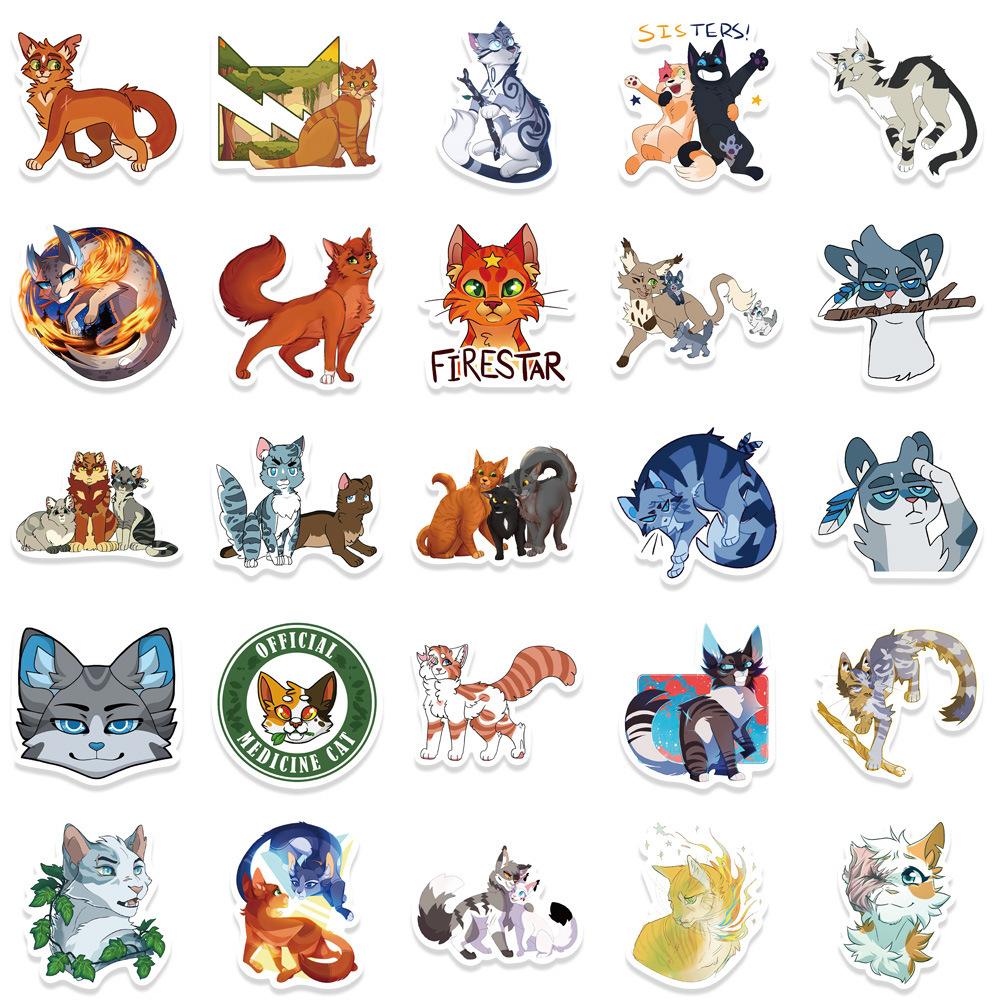 52pcs Warriors Cats Furry Graffiti Stickers for DIY Luggage Laptop Skateboard Motorcycle Bicycle Stickers