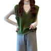 Women's V Neck Sleeveless Sweater Vest Casual Solid Color Cap Sleeve Knitted Pullover