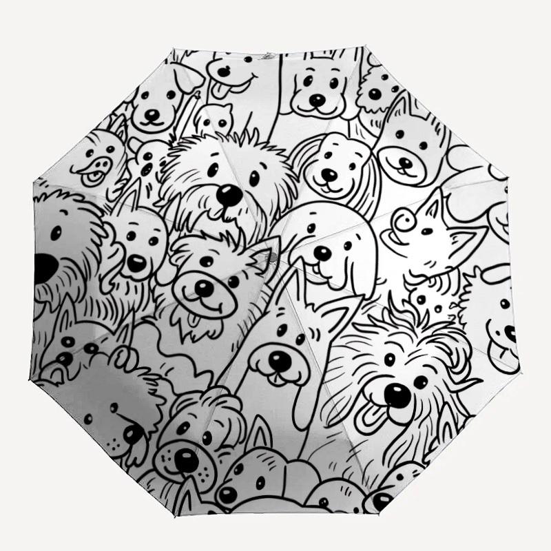 1pc Puppies Dogs Automatic Open/close Umbrella, 8-Rib sturdy structure, Auto Folding/Opening, Portable Travel Umbrella for Women,183