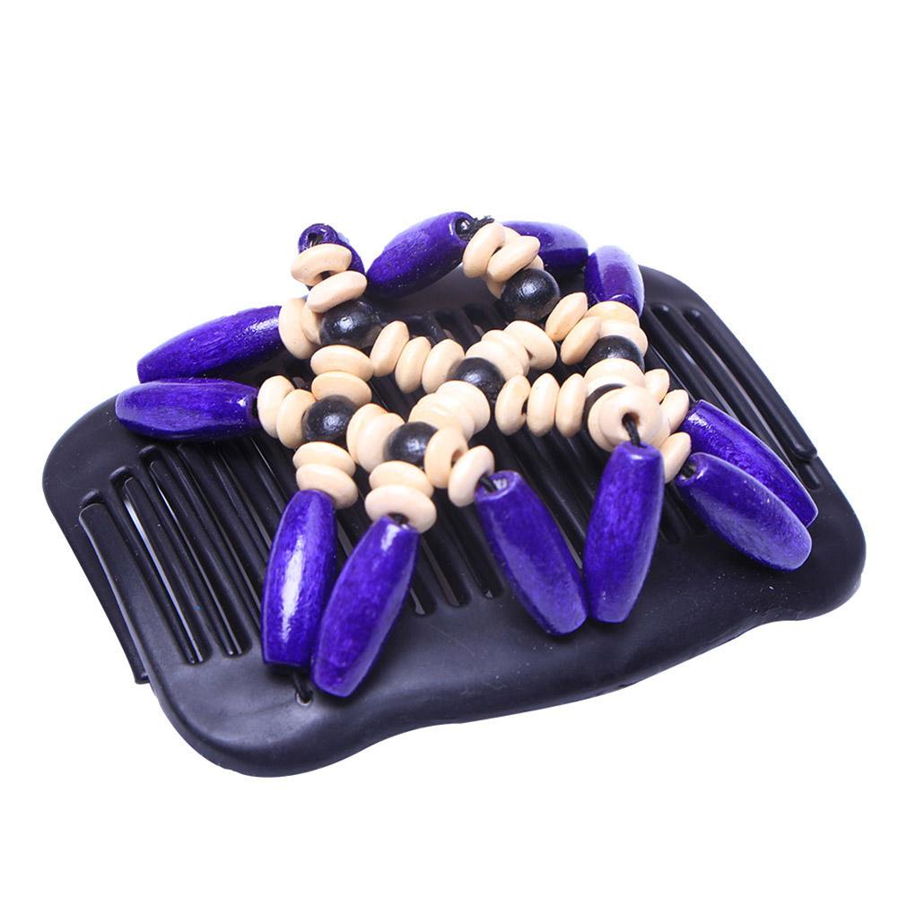 Women Retro Double Magic Comb Clip Beads Elasticity Hairpin Stretchy Hair Comb