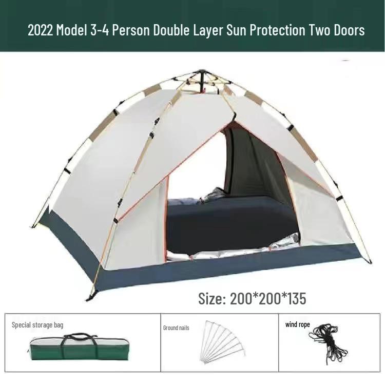 Portable Automatic Folding Camping Tent - Sun, Moisture, & Mosquito Protection for 2-4 People