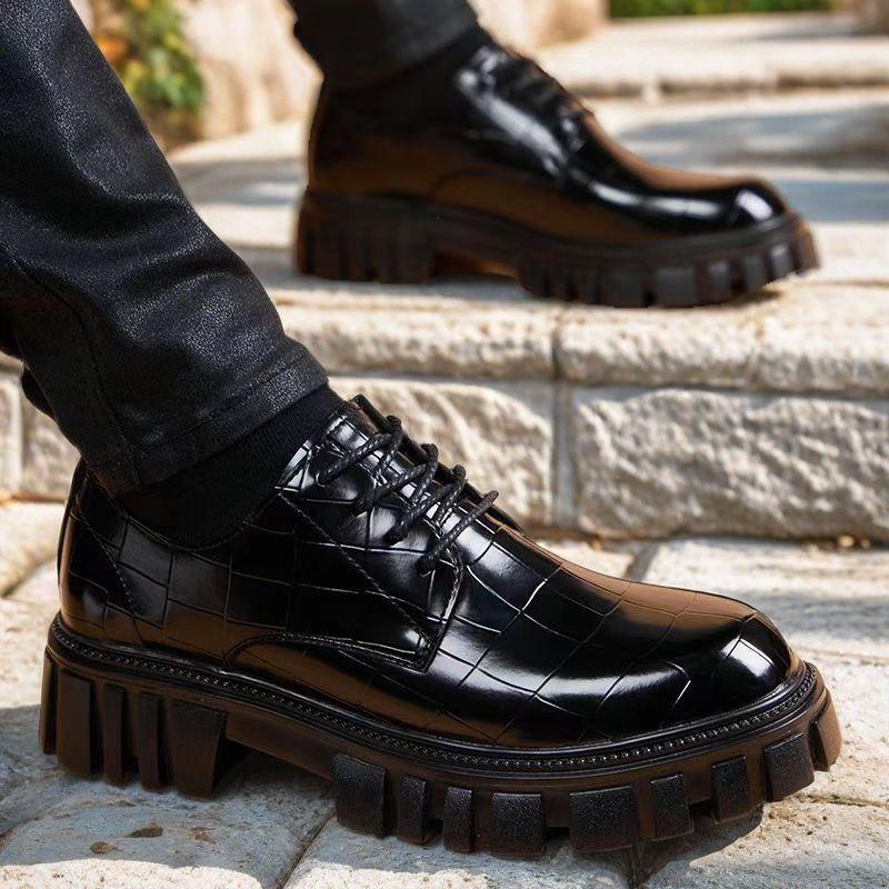 

Fashion Men s Leather Shoes Fad Business Big Head Leather Shoe British Platform Soft Bottom Shoes Men Wedding Party Quality Dress Shoes 40 чёрный