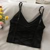 Women's Casual Crop Tank Top Ribbed Knit V Neck Spaghetti Strap Bralette
