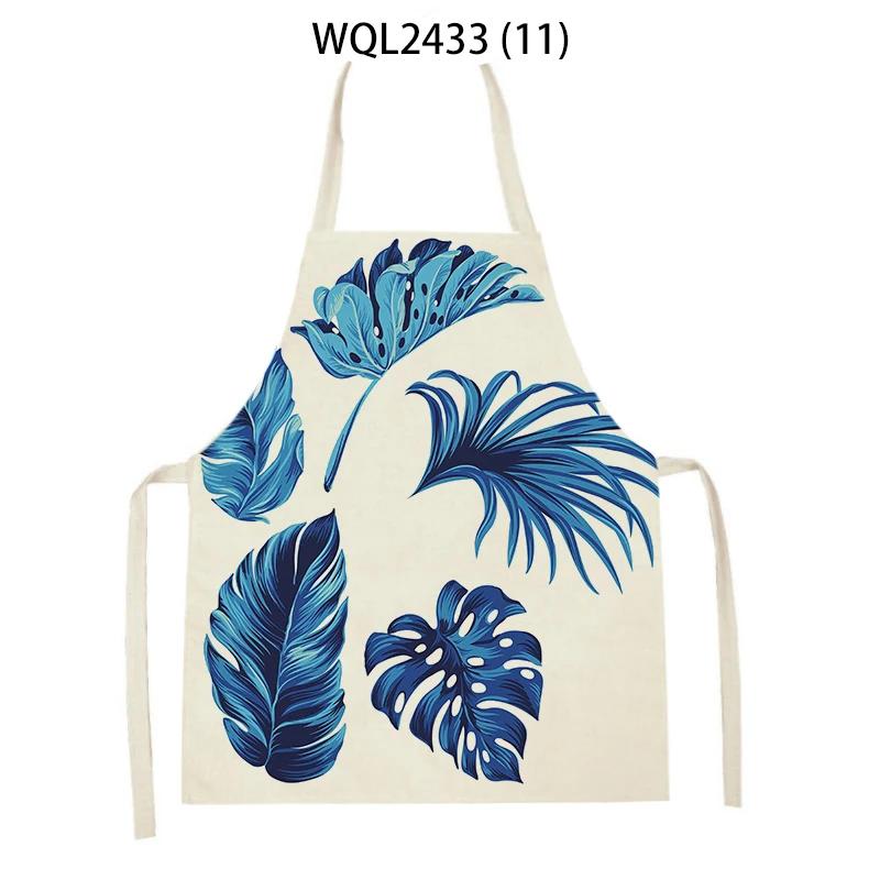 Forest Plants Leaves Pattern Cleaning Kitchen Aprons Men Women Home Cooking Accessories Apron Tree Print Linen Adult Kids Bibs